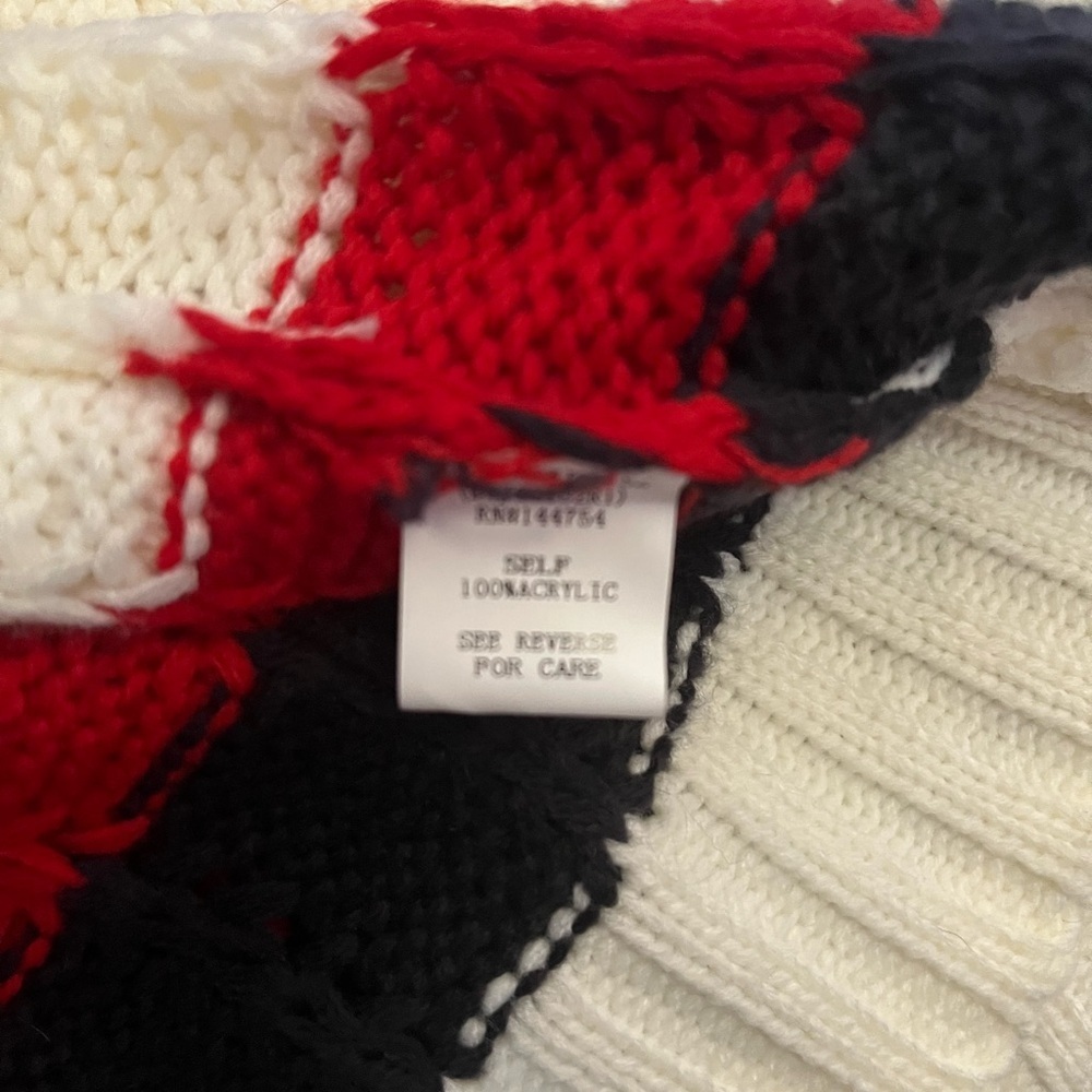 DAVI & DANI White Navy and Red Cardigan Sweater with Bold Stripes Medium NWOT - Picture 8 of 10